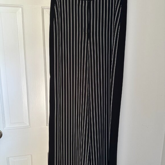 BCBGMAXAZRIA High Rise Wide Leg Pants Stripe Black - Size L - Picture 6 of 8
